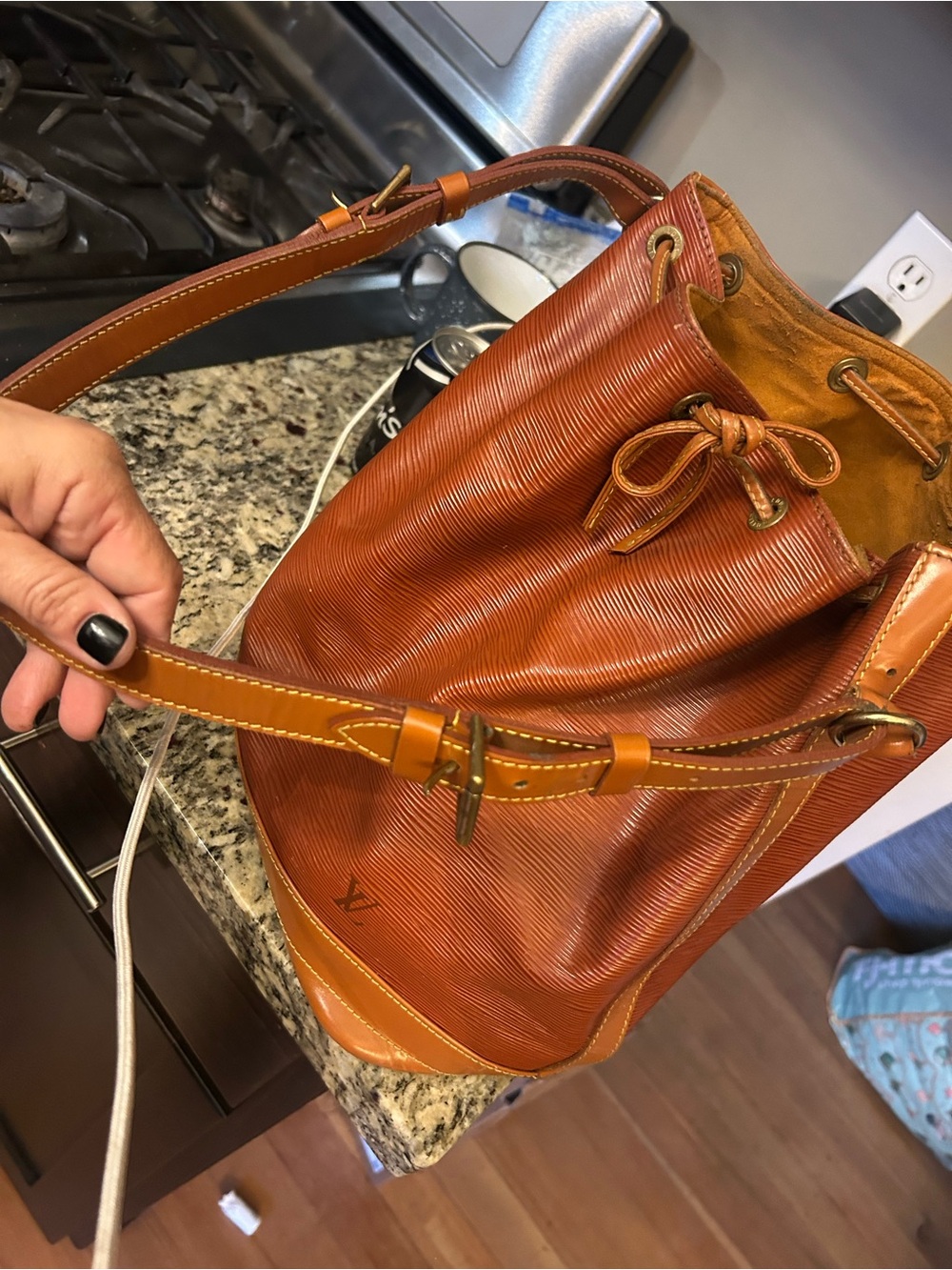Louis Vuitton Cognac Epi Leather Drawstring Shoulder Bag